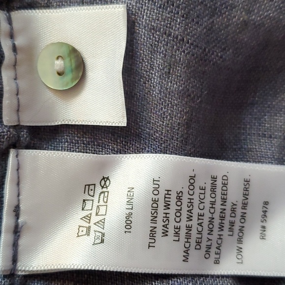 Tahari-  Shirt Dress Blue Chambray Linen Full button up   Neutral Sz.M - Picture 5 of 5